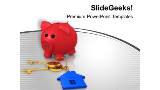 Piggy Bank And House Key Security PowerPoint Templates Ppt Backgrounds For Slides 0313