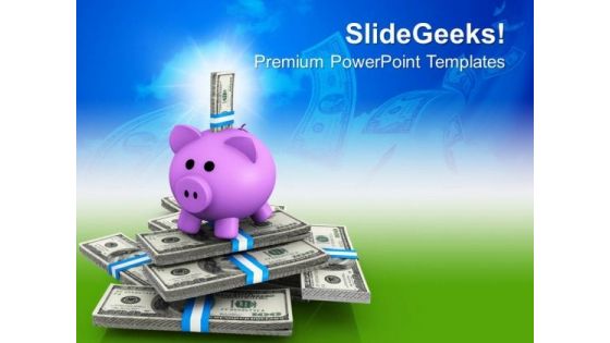 Piggy Bank And Notes Investment PowerPoint Templates Ppt Backgrounds For Slides 0213