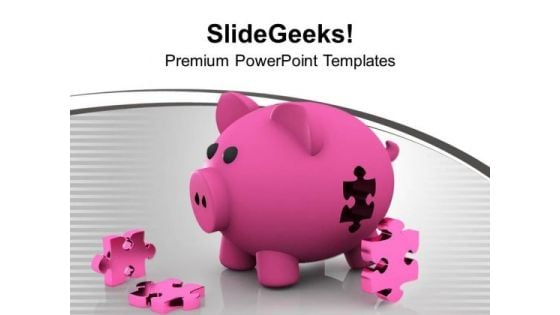 Piggy Bank And Puzzle Solution Business PowerPoint Templates Ppt Backgrounds For Slides 0113