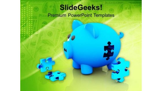 Piggy Bank And Puzzles Jigsaw Savings PowerPoint Templates Ppt Backgrounds For Slides 0213