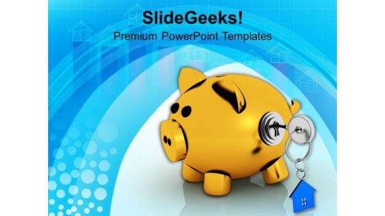 Piggy Bank Lock And Key Real Estate PowerPoint Templates Ppt Backgrounds For Slides 0213