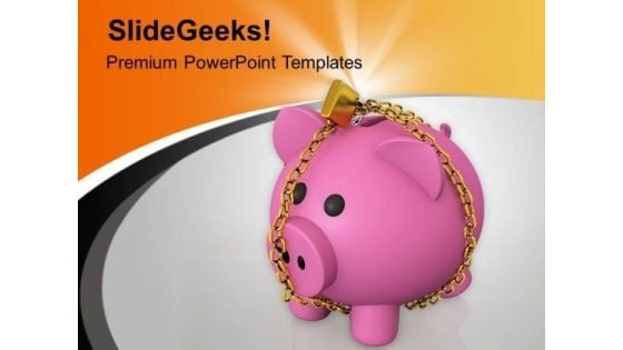 Piggy Bank Locked With Chain PowerPoint Templates Ppt Backgrounds For Slides 0713