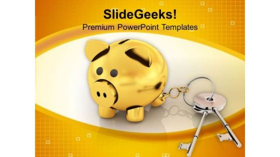 Piggy Bank Locked With Keys Finance Security PowerPoint Templates Ppt Backgrounds For Slides 0113