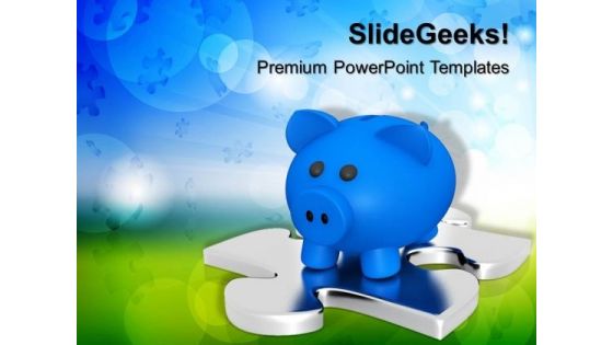 Piggy Bank On A Puzzle Business PowerPoint Templates And PowerPoint Themes 0912