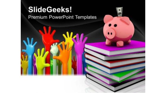 Piggy Bank Over A Stack Of Colorful Books Success PowerPoint Templates And PowerPoint Themes 0812 Piggy Bank Over A Stack Of Colorful Books Success PowerPoint Templates And PowerPoint Themes 0812