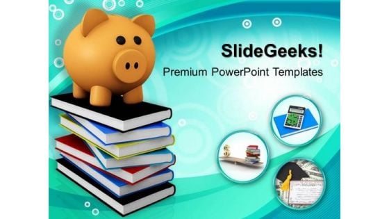 Piggy Bank With Books Business PowerPoint Templates And PowerPoint Themes 1012