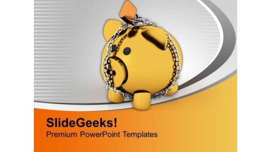Piggy Bank With Chain Lock Security PowerPoint Templates Ppt Backgrounds For Slides 0313