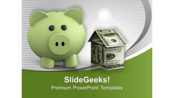 Piggy Bank With Dollar Bills PowerPoint Templates Ppt Backgrounds For Slides 0213