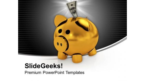 Piggy Bank With Dollar Money In It PowerPoint Templates Ppt Backgrounds For Slides 0213