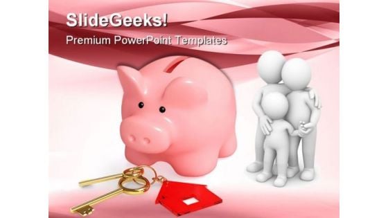 Piggy Bank With House Keys Family PowerPoint Themes And PowerPoint Slides 0511