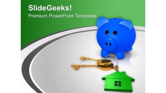 Piggy Bank With House Keys PowerPoint Templates Ppt Backgrounds For Slides 0213