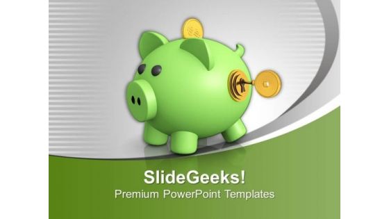Piggy Bank With Key Closed Future PowerPoint Templates Ppt Backgrounds For Slides 0213