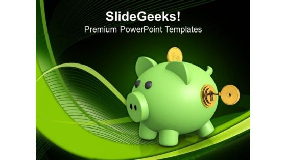 Piggy Bank With Lock And Dollar Security PowerPoint Templates Ppt Backgrounds For Slides 0213