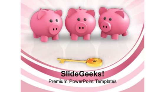 Piggy Banks And Key To Success PowerPoint Templates Ppt Backgrounds For Slides 0113