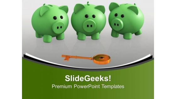 Piggy Banks And Key To Success PowerPoint Templates Ppt Backgrounds For Slides 0213