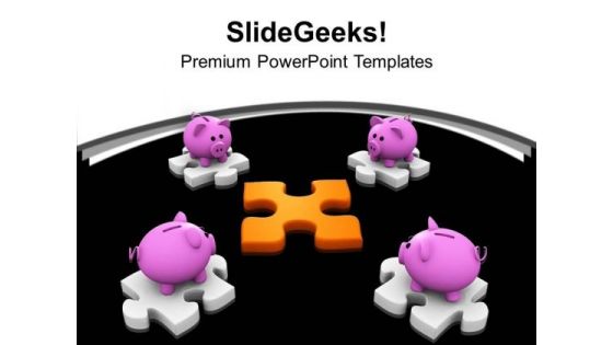 Piggy Banks On Puzzle Savings Future PowerPoint Templates Ppt Backgrounds For Slides 0213