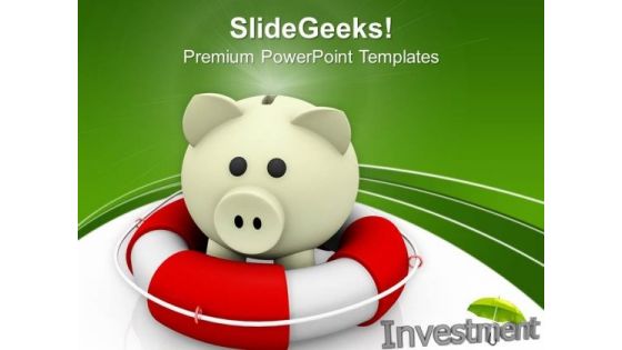 Piggy On Lifeline Best Investment PowerPoint Templates Ppt Backgrounds For Slides 0213