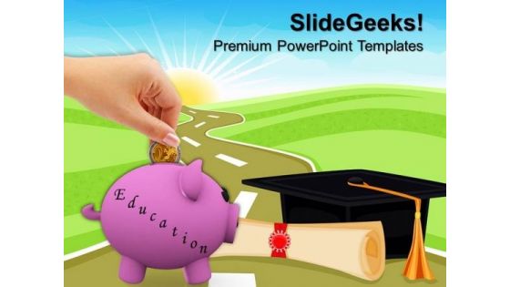 Piggy With Professional Degree Future PowerPoint Templates And PowerPoint Themes 0912