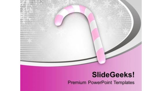 Pink Candy Cane On White Background PowerPoint Templates Ppt Backgrounds For Slides 0113