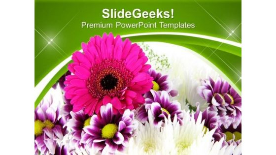 Pink Dahelia Flower Green Abstract Background PowerPoint Templates Ppt Backgrounds For Slides 0613