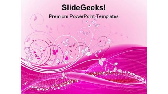 Pink Floral Abstract Beauty PowerPoint Template 0910