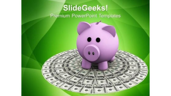 Pink Piggy Bank On Dollars Growth PowerPoint Templates Ppt Backgrounds For Slides 0113 Pink Piggy Bank On Dollars Growth PowerPoint Templates Ppt Backgrounds For Slides 0113