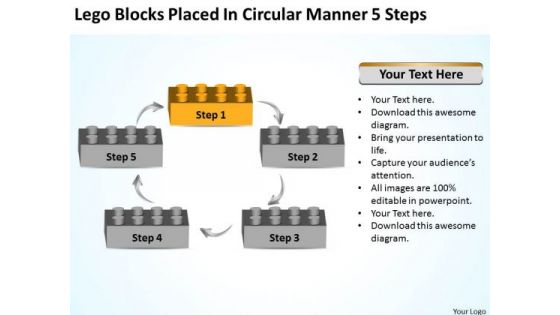 Placed In Circular Manner 5 Steps Business Plan For Dummies PowerPoint Templates