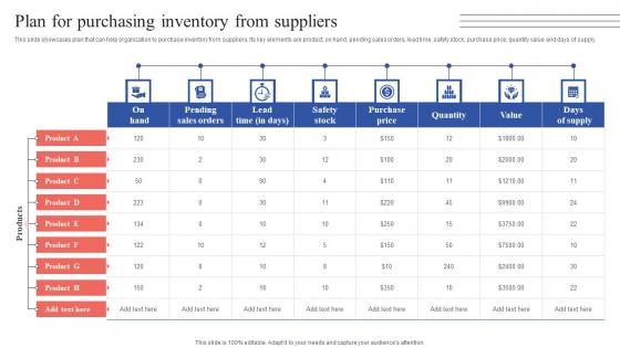 Plan For Purchasing Inventory From Suppliers Tactical Guide Stock Administration Graphics Pdf