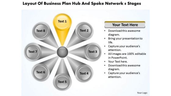 Plan Hub And Spoke Network 8 Stages Business PowerPoint Templates