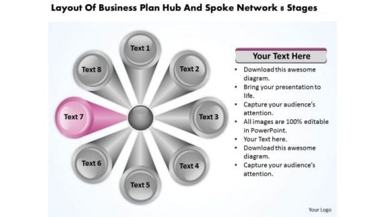 Plan Hub And Spoke Network 8 Stages Sample Business For PowerPoint Slides