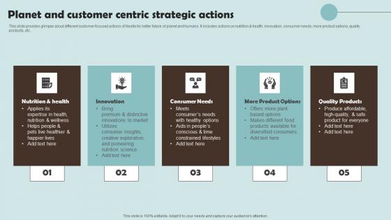 Planet And Customer Centric Strategic Actions Outline Of Nestle Management Slides Pdf