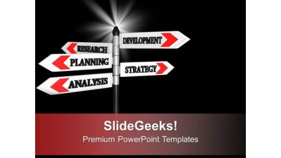 Planning Strategy Analysis On Signpost PowerPoint Templates Ppt Backgrounds For Slides 0313