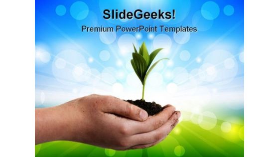 Plant In Hands Nature PowerPoint Themes And PowerPoint Slides 0511