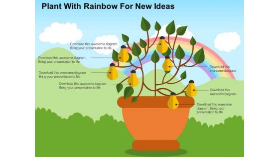 Plant With Rainbow For New Ideas PowerPoint Template