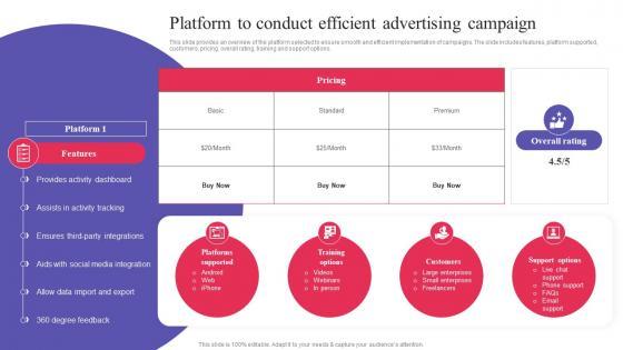 Platform To Conduct Efficient Advertising Campaign Digital Promotional Campaign Brochure Pdf