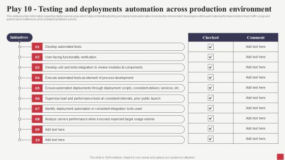 Play 10 Testing And Deployments Automation Across Public Sector Digital Solutions Background Pdf