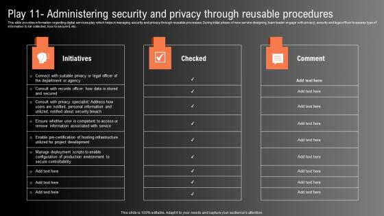 Play 11 Administering Security And Privacy Technological Innovation Playbook Portrait Pdf