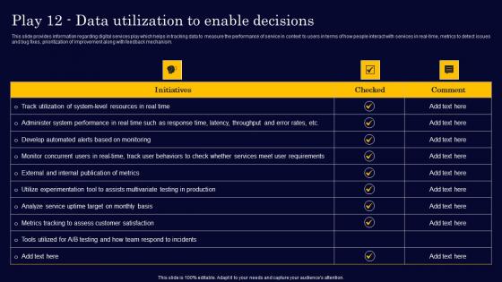 Play 12 Data Utilization To Enable Decisions Gen Tech Stack Playbook Graphics Pdf