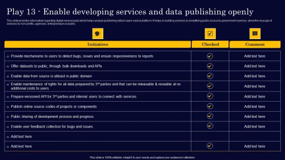 Play 13 Enable Developing Services And Data Gen Tech Stack Playbook Demonstration Pdf