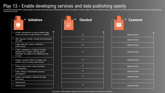 Play 13 Enable Developing Services Data Publishing Technological Innovation Playbook Elements Pdf