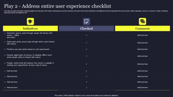 Play 2 Address Entire User Experience Checklist Playbook For Managing Us Rules Pdf