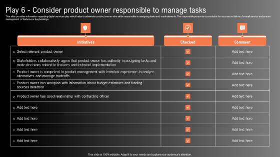 Play 6 Consider Product Owner Responsible Manage Technological Innovation Playbook Microsoft Pdf