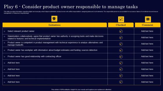 Play 6 Consider Product Owner Responsible To Manage Gen Tech Stack Playbook Slides Pdf