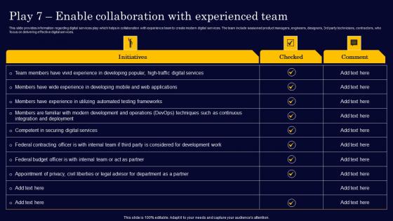 Play 7 Enable Collaboration With Experienced Team Gen Tech Stack Playbook Rules Pdf