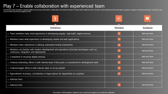 Play 7 Enable Collaboration With Experienced Team Technological Innovation Playbook Download Pdf