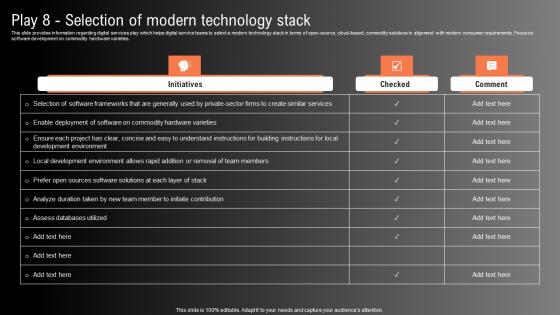 Play 8 Selection Of Modern Technology Stack Technological Innovation Playbook Graphics Pdf