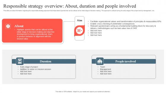 Playbook To Remediate False Responsible Strategy Overview About Duration And People Clipart Pdf