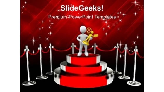 Podium For Winner With Red Carpet PowerPoint Templates Ppt Backgrounds For Slides 0113