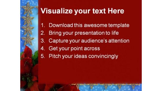 Poinsettias And Stars Christmas PowerPoint Templates And PowerPoint Backgrounds 0711