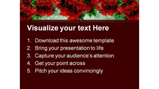 Poinsettias Christmas Garland Background PowerPoint Themes And PowerPoint Slides 0711